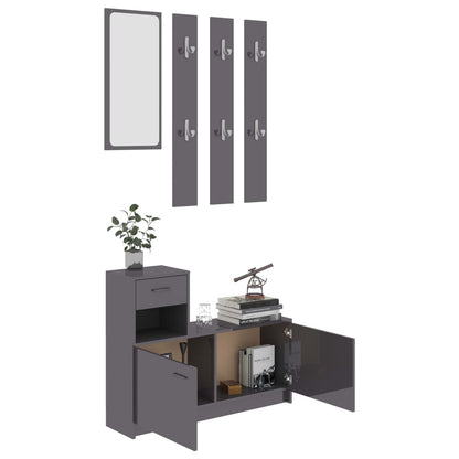 Mobile Corridoio Grigio Lucido 100x25x76,5 cm Legno Multistrato