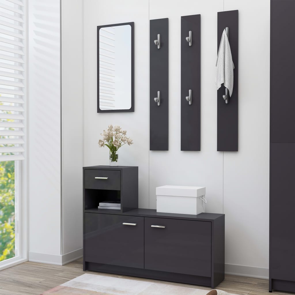 Mobile Corridoio Grigio Lucido 100x25x76,5 cm Legno Multistrato