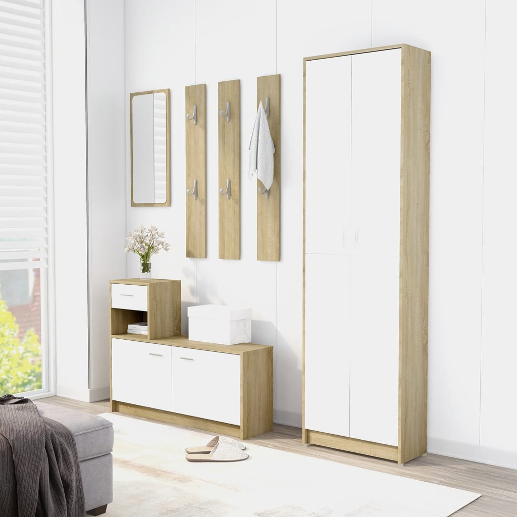 Armadio Corridoio Bianco Rovere Sonoma 55x25x189 cm Multistrato