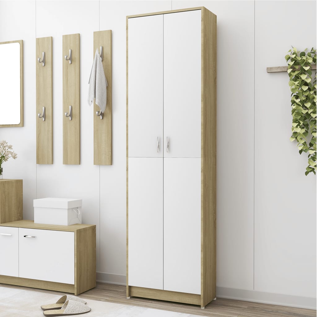 Armadio Corridoio Bianco Rovere Sonoma 55x25x189 cm Multistrato