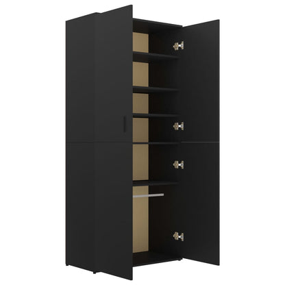 Scarpiera Nera 80x39x178 cm in Legno Multistrato