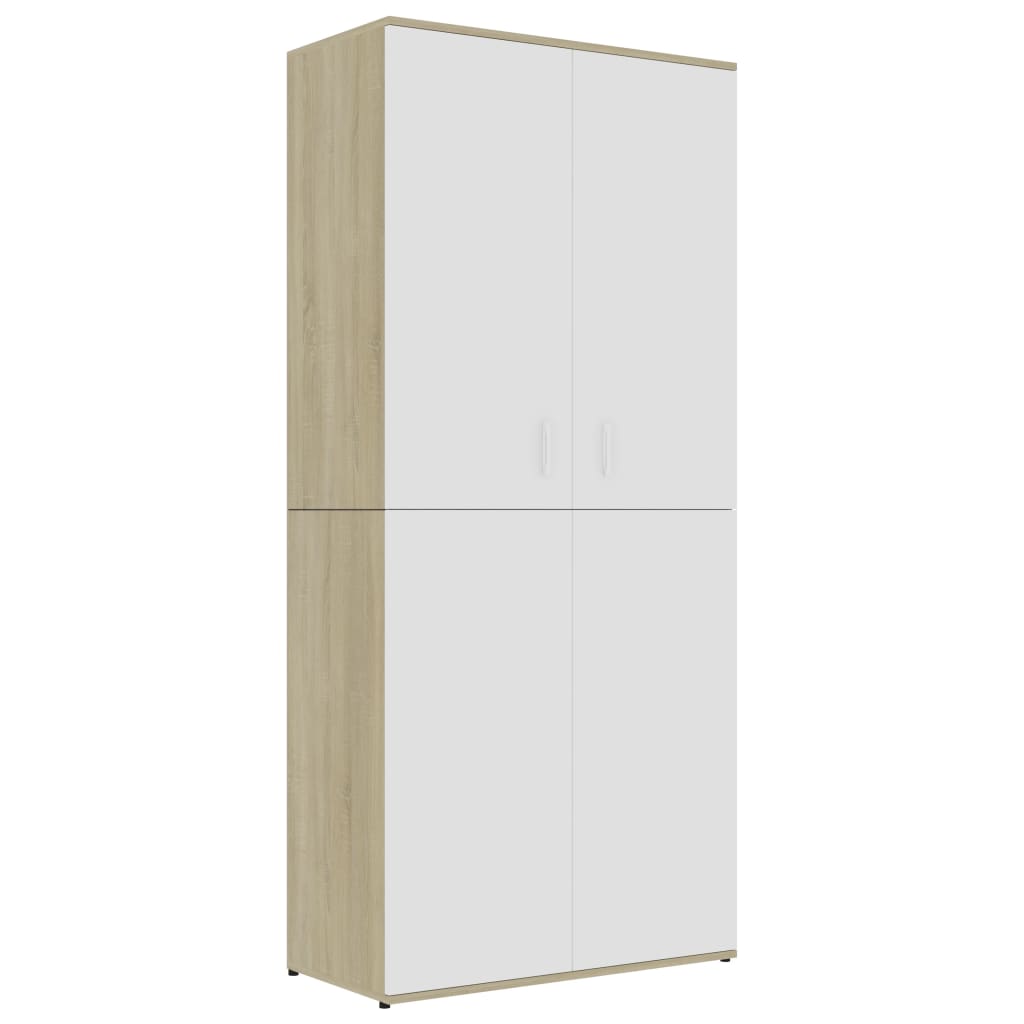 Scarpiera Bianca e Rovere Sonoma 80x39x178 cm Legno Multistrato