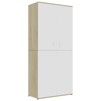 Scarpiera Bianca e Rovere Sonoma 80x39x178 cm Legno Multistrato