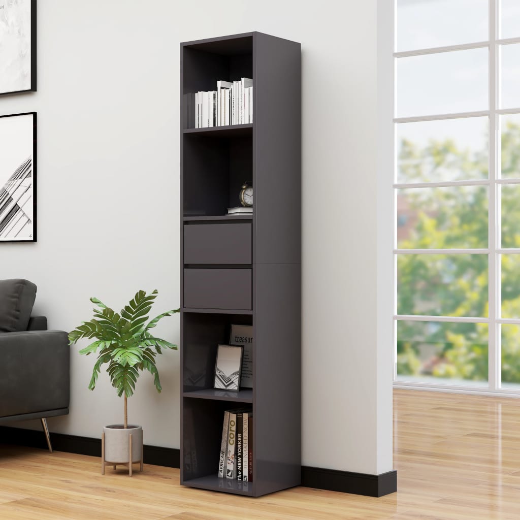 Libreria Grigio Lucido 36x30x171 cm in Legno Multistrato