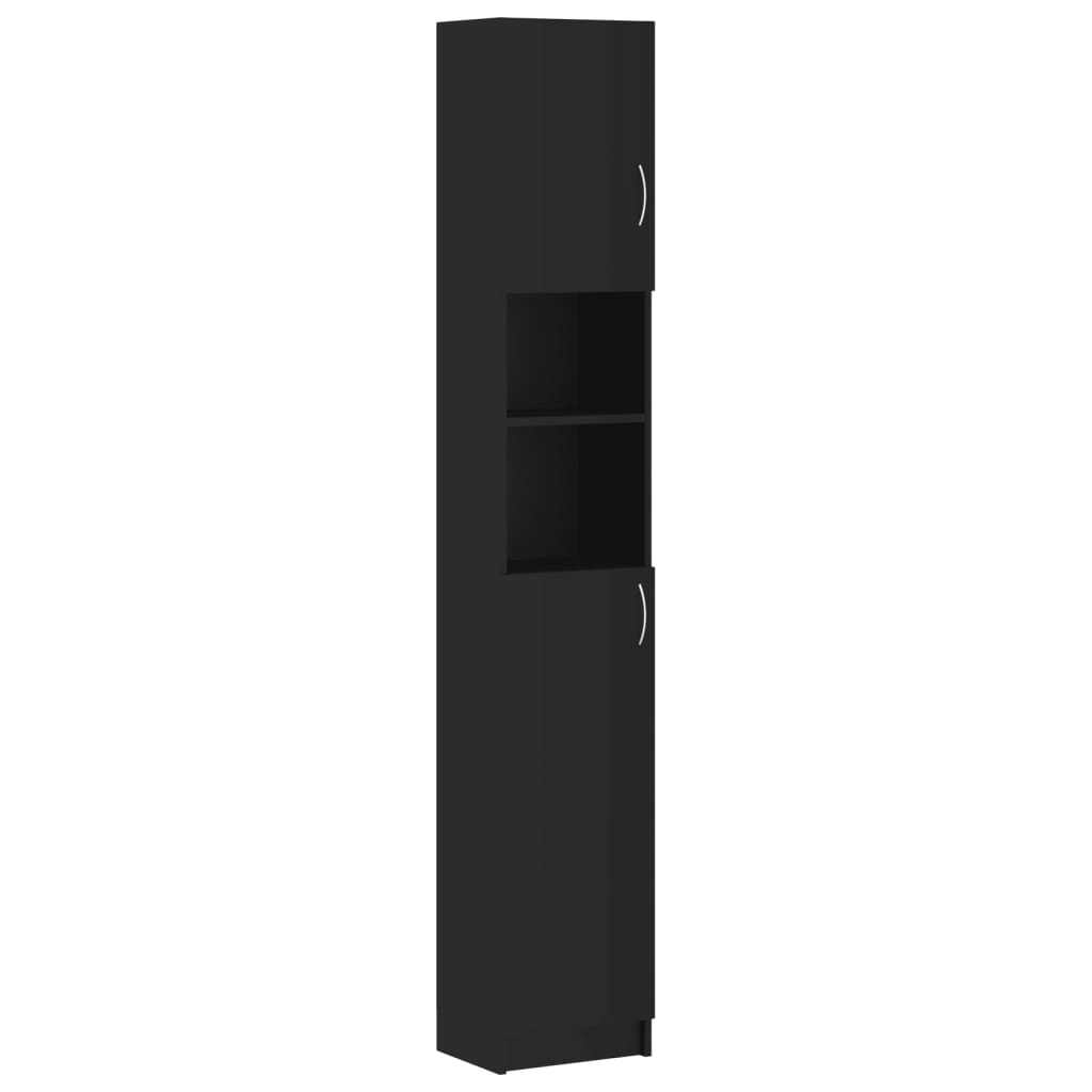 Mobile da Bagno Nero 32x25,5x190 cm in Legno Multistrato