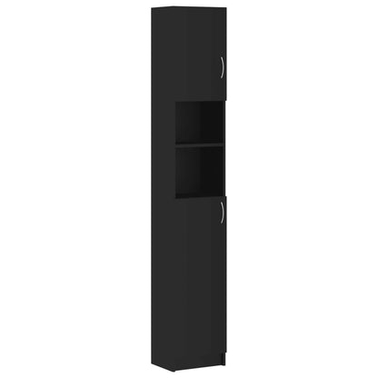 Mobile da Bagno Nero 32x25,5x190 cm in Legno Multistrato