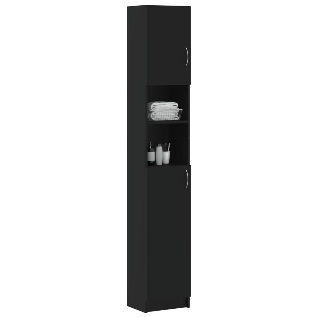 Mobile da Bagno Nero 32x25,5x190 cm in Legno Multistrato