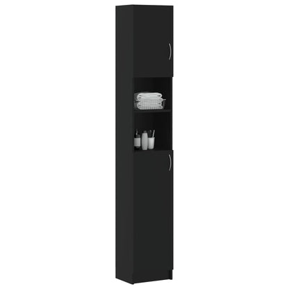 Mobile da Bagno Nero 32x25,5x190 cm in Legno Multistrato