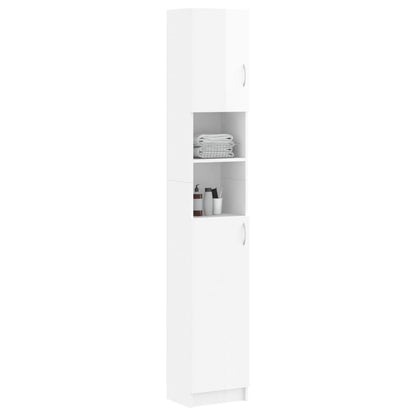Mobile da Bagno Bianco Lucido 32x25,5x190 cm Legno Multistrato