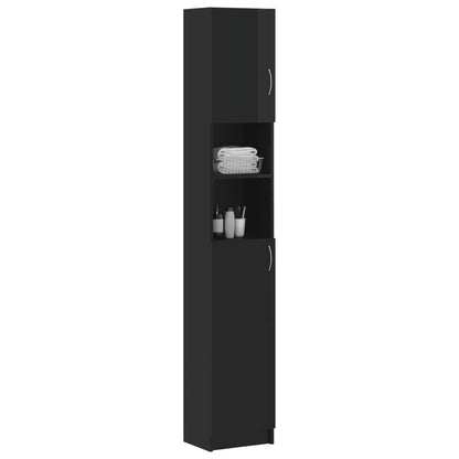 Mobile da Bagno Nero Lucido 32x25,5x190 cm Legno Multistrato