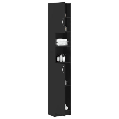 Mobile da Bagno Nero Lucido 32x25,5x190 cm Legno Multistrato