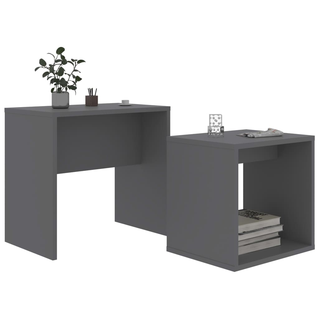 Set Tavolini da Salotto Grigio 48x30x45 cm in Legno Multistrato