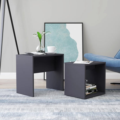 Set Tavolini da Salotto Grigio 48x30x45 cm in Legno Multistrato