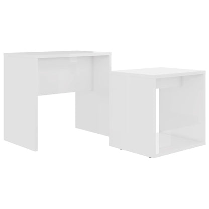Set Tavolini Salotto Bianco Lucido 48x30x45cm Legno Multistrato