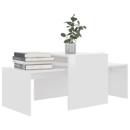 Set Tavolini da Salotto Bianco Lucido 100x48x40 cm Multistrato