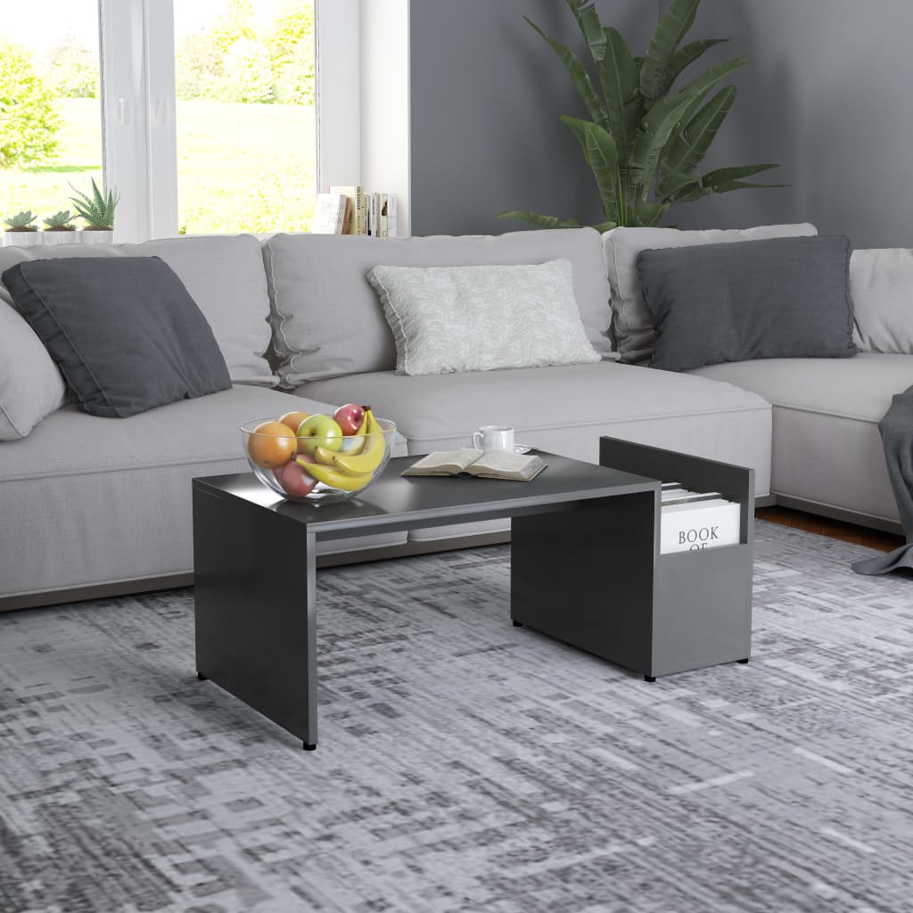 Tavolino da Salotto Grigio 90x45x35 cm in Legno Multistrato