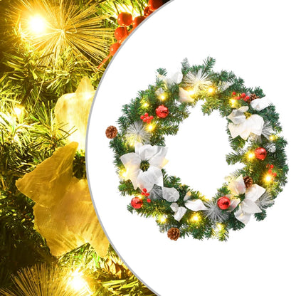 Ghirlanda Natalizia con Luci LED Verde 60 cm PVC