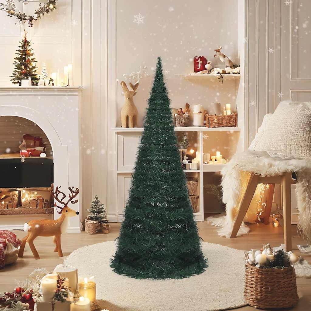 Albero di Natale Artificiale Apribile Preilluminato Verde 210cm