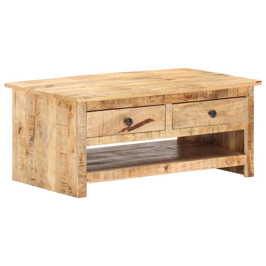 Tavolino da Salotto 88x50x38 cm in Legno di Mango Grezzo