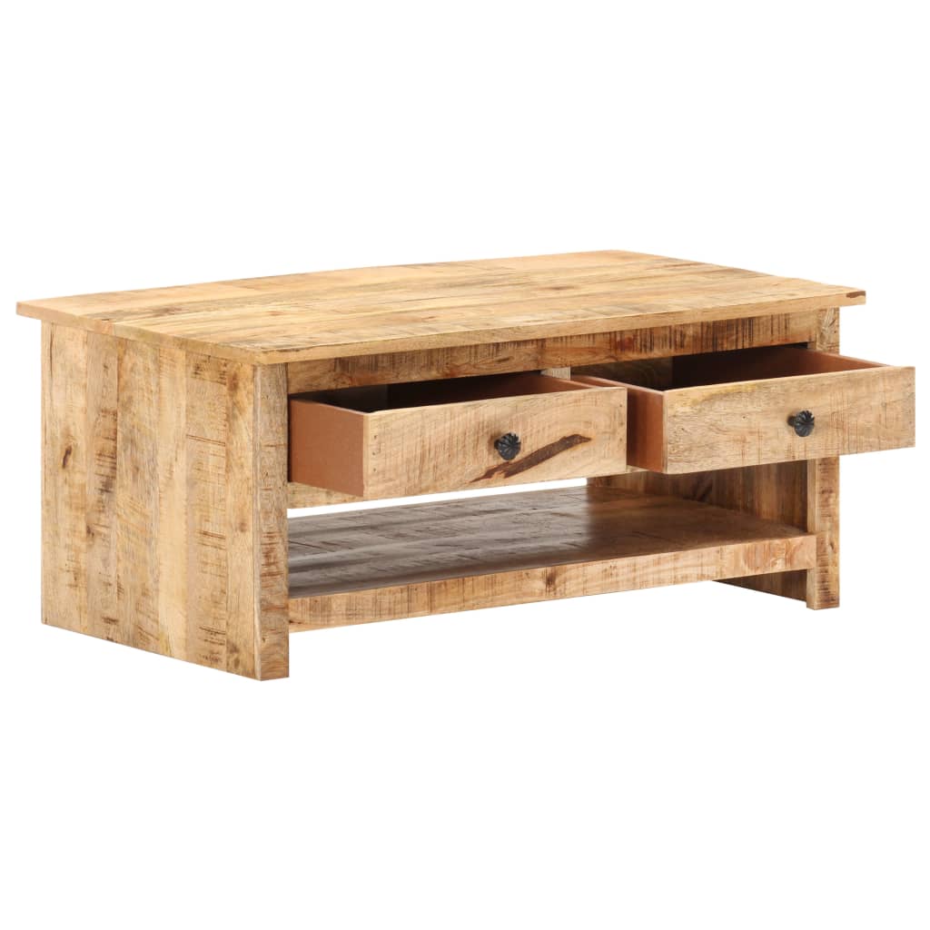 Tavolino da Salotto 88x50x38 cm in Legno di Mango Grezzo