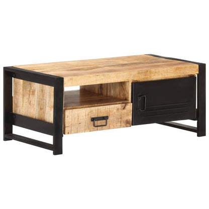 Tavolino da Salotto 100x50x40 cm in Legno Grezzo di Mango
