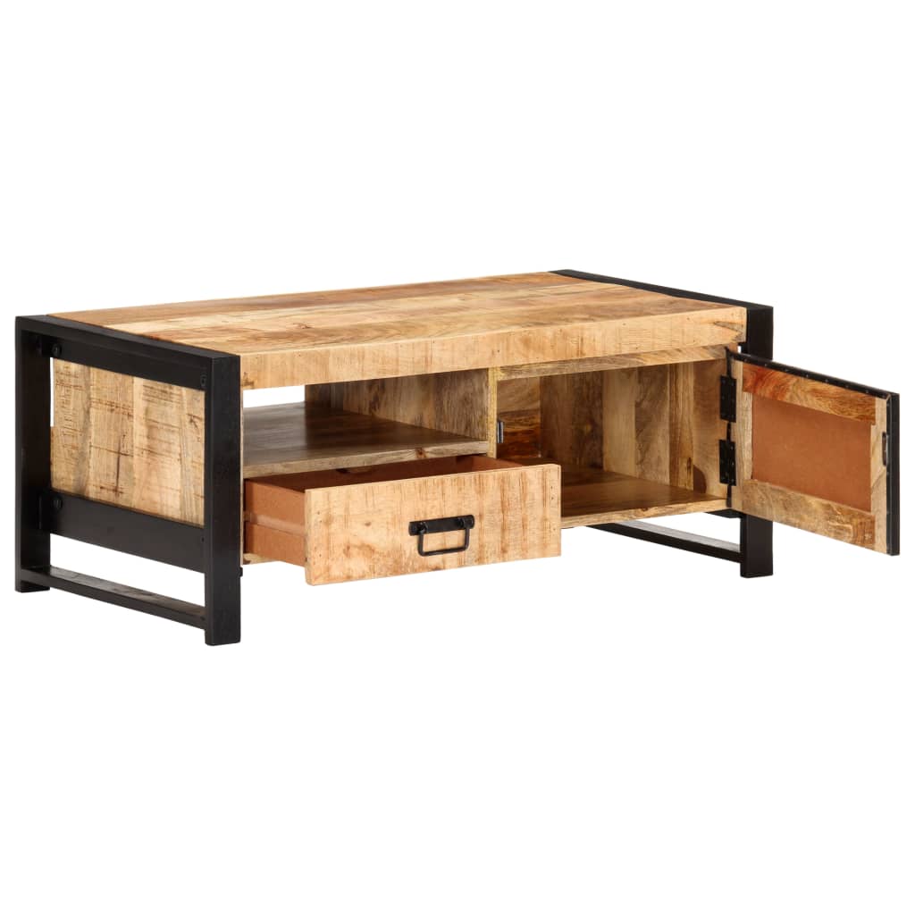 Tavolino da Salotto 100x50x40 cm in Legno Grezzo di Mango