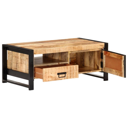 Tavolino da Salotto 100x50x40 cm in Legno Grezzo di Mango
