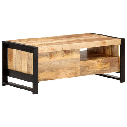 Tavolino da Salotto 100x50x40 cm in Legno Grezzo di Mango