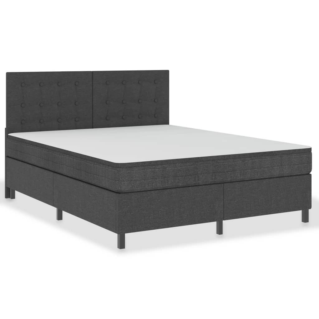 Letto a Molle Grigio Scuro in Tessuto 160x200 cm