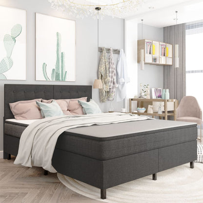 Letto a Molle Grigio Scuro in Tessuto 160x200 cm