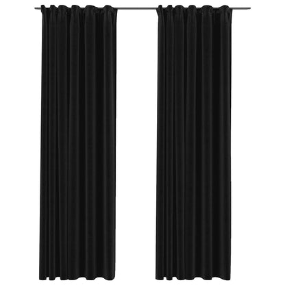 Tende Oscuranti con Ganci Effetto Lino 2 pz Antracite 140x245cm