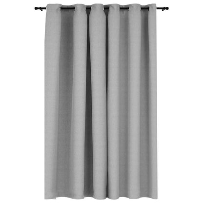 Tenda Oscurante Effetto Lino con Occhielli Grigio 290x245 cm