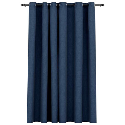Tenda Oscurante Effetto Lino con Occhielli Blue 290x245cm