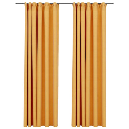 Tende Oscuranti con Ganci Effetto Lino 2 pz Gialle 140x225 cm