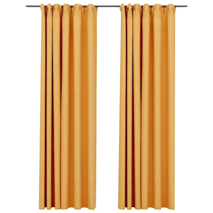 Tende Oscuranti con Ganci Effetto Lino 2 pz Gialle 140x245 cm