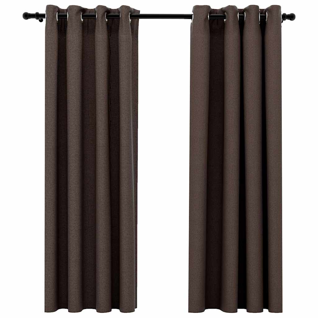 Tende Oscuranti Effetto Lino con Occhielli 2 pz Talpa 140x175cm