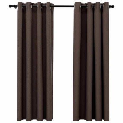 Tende Oscuranti Effetto Lino con Occhielli 2 pz Talpa 140x175cm