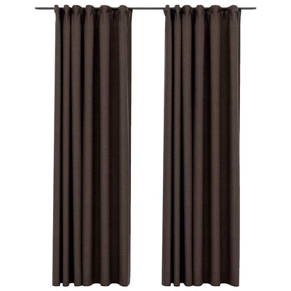 Tende Oscuranti con Ganci Effetto Lino 2 pz Talpa 140x225 cm