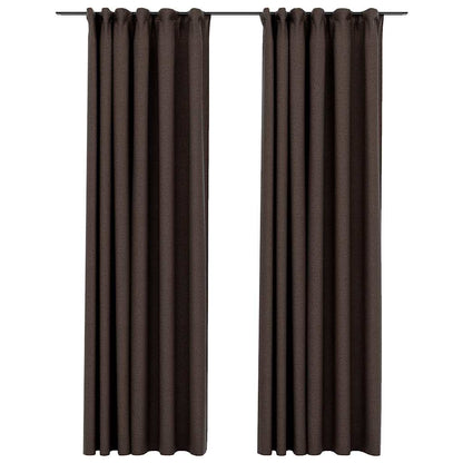 Tende Oscuranti con Ganci Effetto Lino 2 pz Talpa 140x245 cm