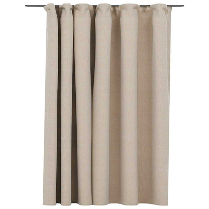 Tenda Oscurante Effetto Lino con Ganci Beige 290x245 cm