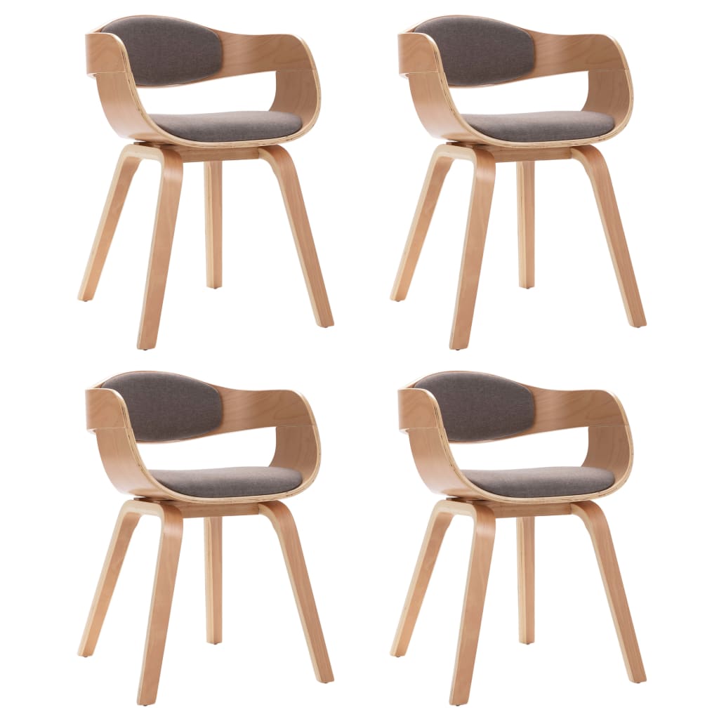Sedie da Pranzo 4 pz in Legno Piegato e Tessuto Grigio Talpa