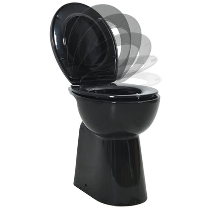 WC Sospeso con Design Senza Bordi 7 cm PiÃ¹ Alto Ceramica Nera