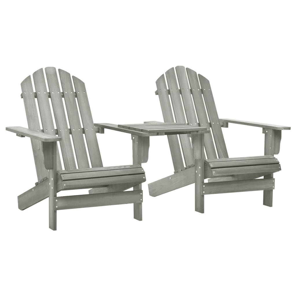 Sedie da Giardino Adirondack con Tavolino in Legno Abete Grigio
