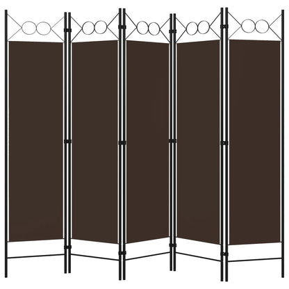 Paravento a 5 Pannelli Marrone 200x180 cm