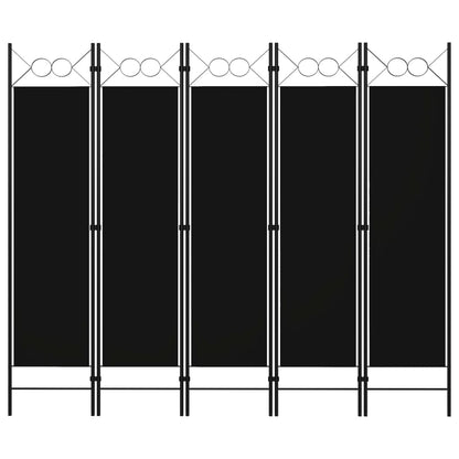 Paravento a 5 Pannelli Nero 200x180 cm