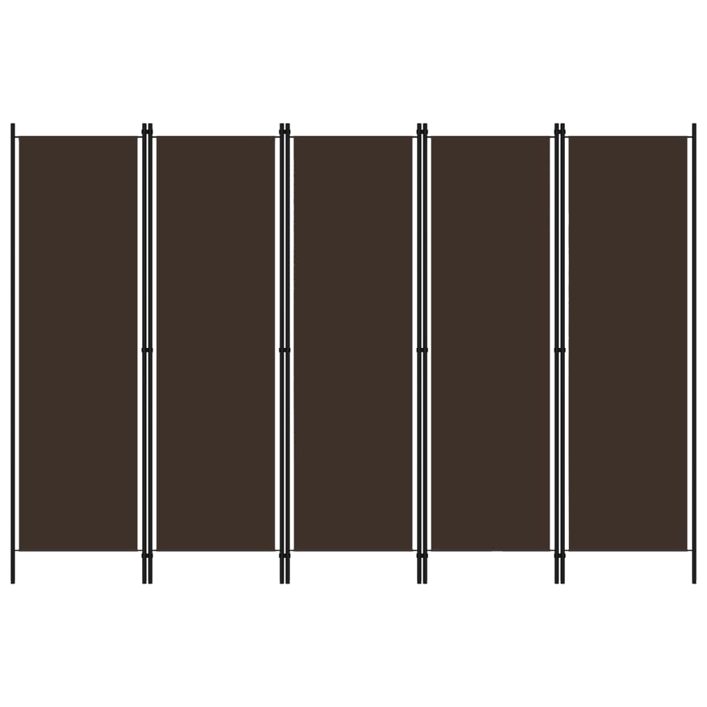 Paravento a 5 Pannelli Marrone 250x180 cm