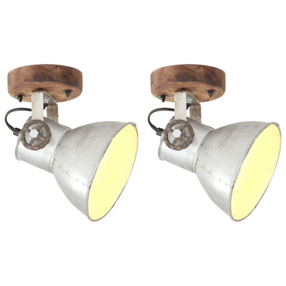Lampade da Parete/Soffitto 2 pz Industriale Argento 20x25cm E27