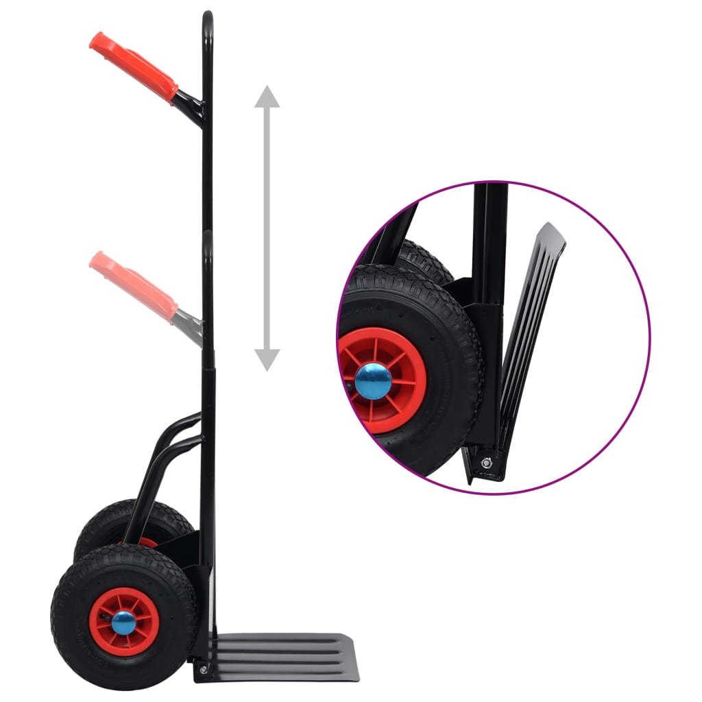 Carrello a Mano Telescopico 200 kg Nero e Rosso