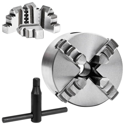 Mandrino per Tornio a 4 Griffe Autocentrante 80 mm in Acciaio