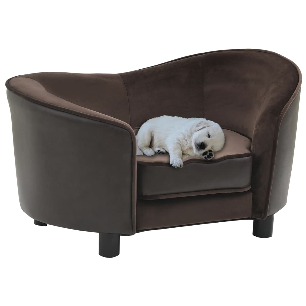 Divano per Cani Marrone 69x49x40 cm in Peluche e Similpelle